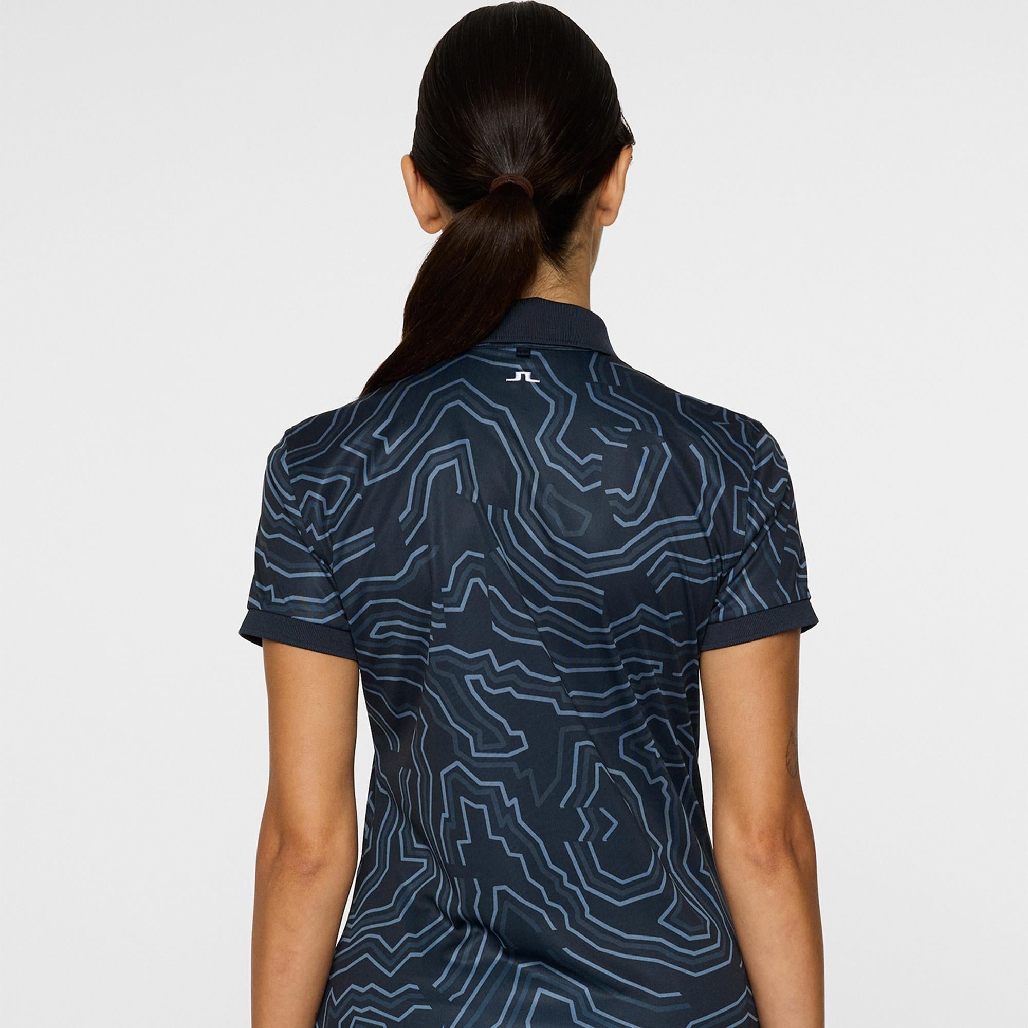 J Lindeberg Tour Tech Print Ladies Golf Polo Shirt Topo Navy L
